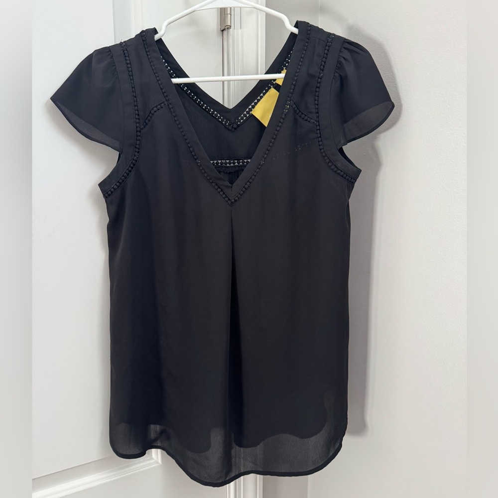 Anthropologie Maeve black V-neck blouse